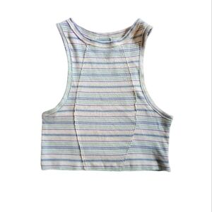 URBAN OUTFITTERS BDG White Purple Blue Stripe Sleeveless Crop Tank Size Medium